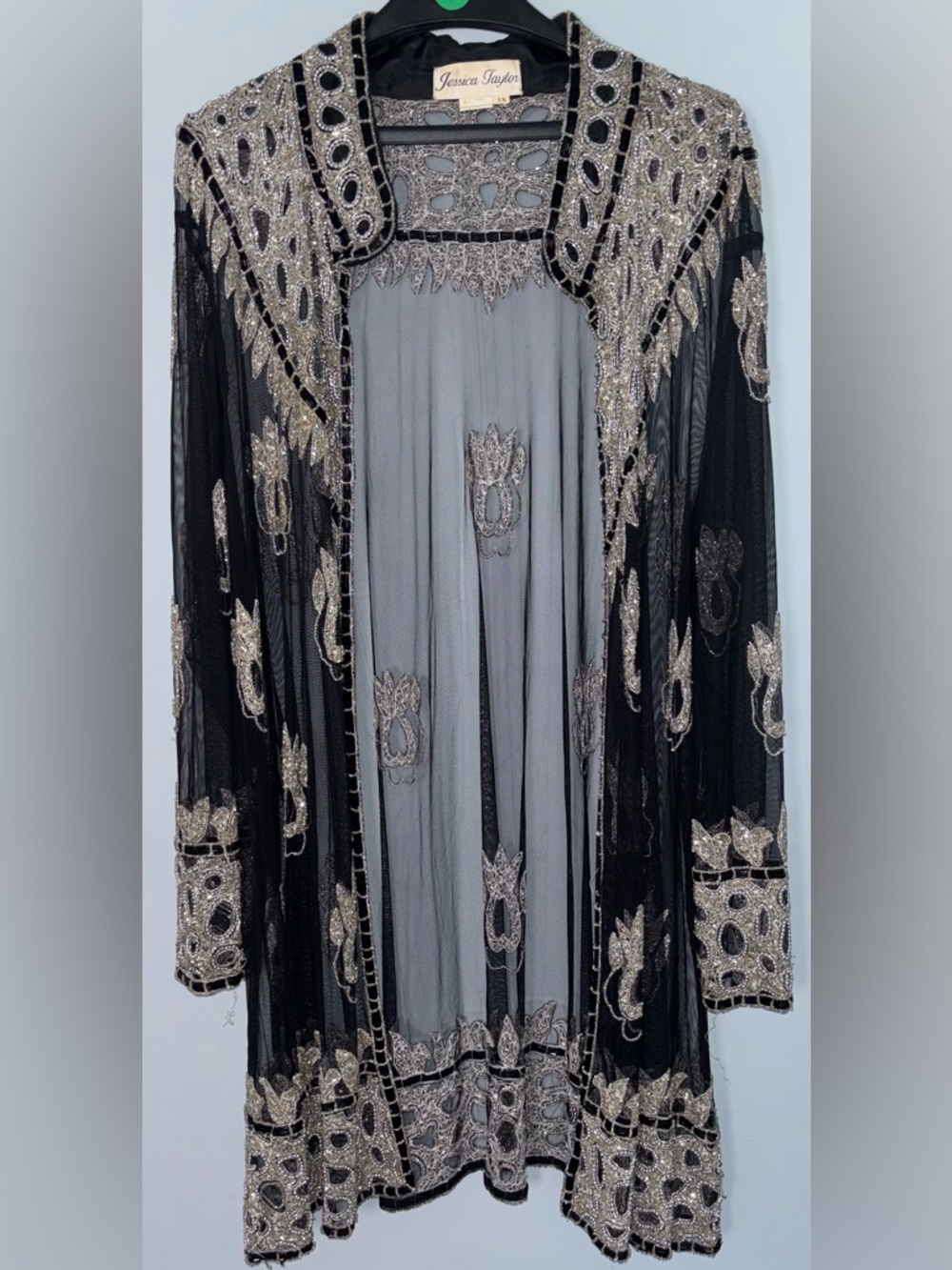 Vintage Jessica Taylor Women’s 3X Black Beaded Embroidered Sheer Overlay Shrug